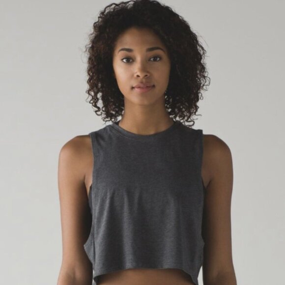 Lululemon Muscle Love Crop Tank in Dark Gray Size 6 - Picture 1 of 5